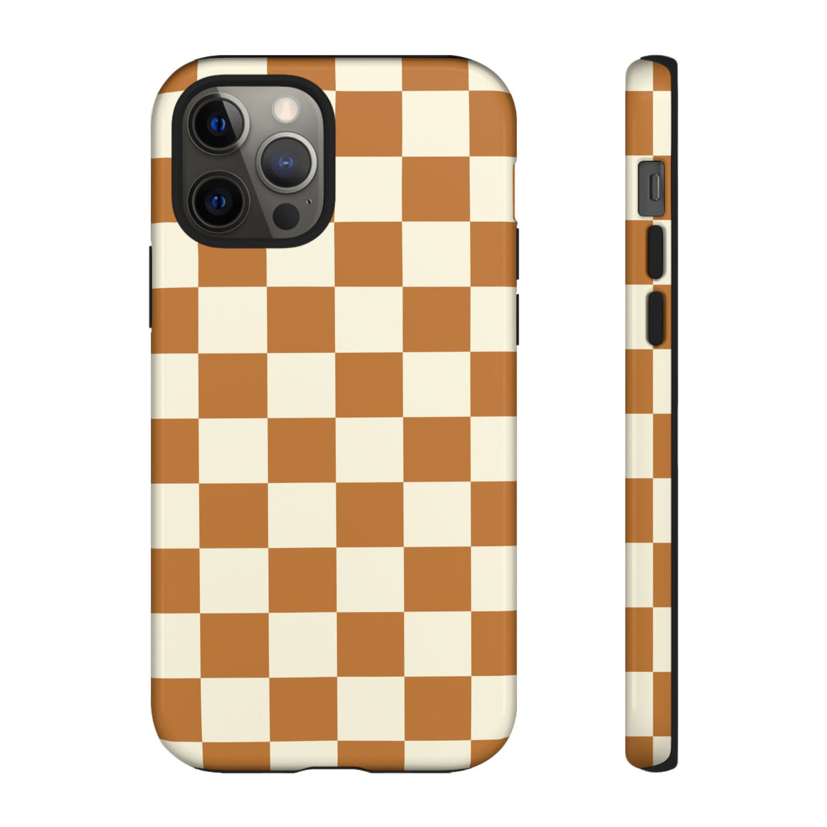 Orange & White Checked Pattern Phone Case - Orange Phone Case - iPhone 12 Pro / Glossy