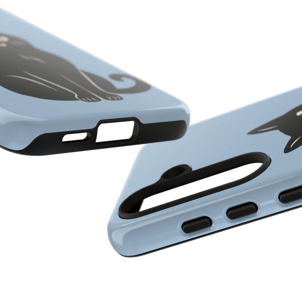 Minimalist Powder Blue & Black Cat Phone Case