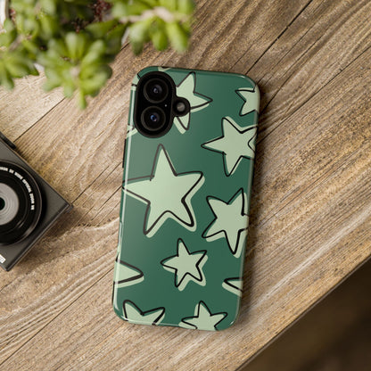 Forest Green Doodle Star Phone Case