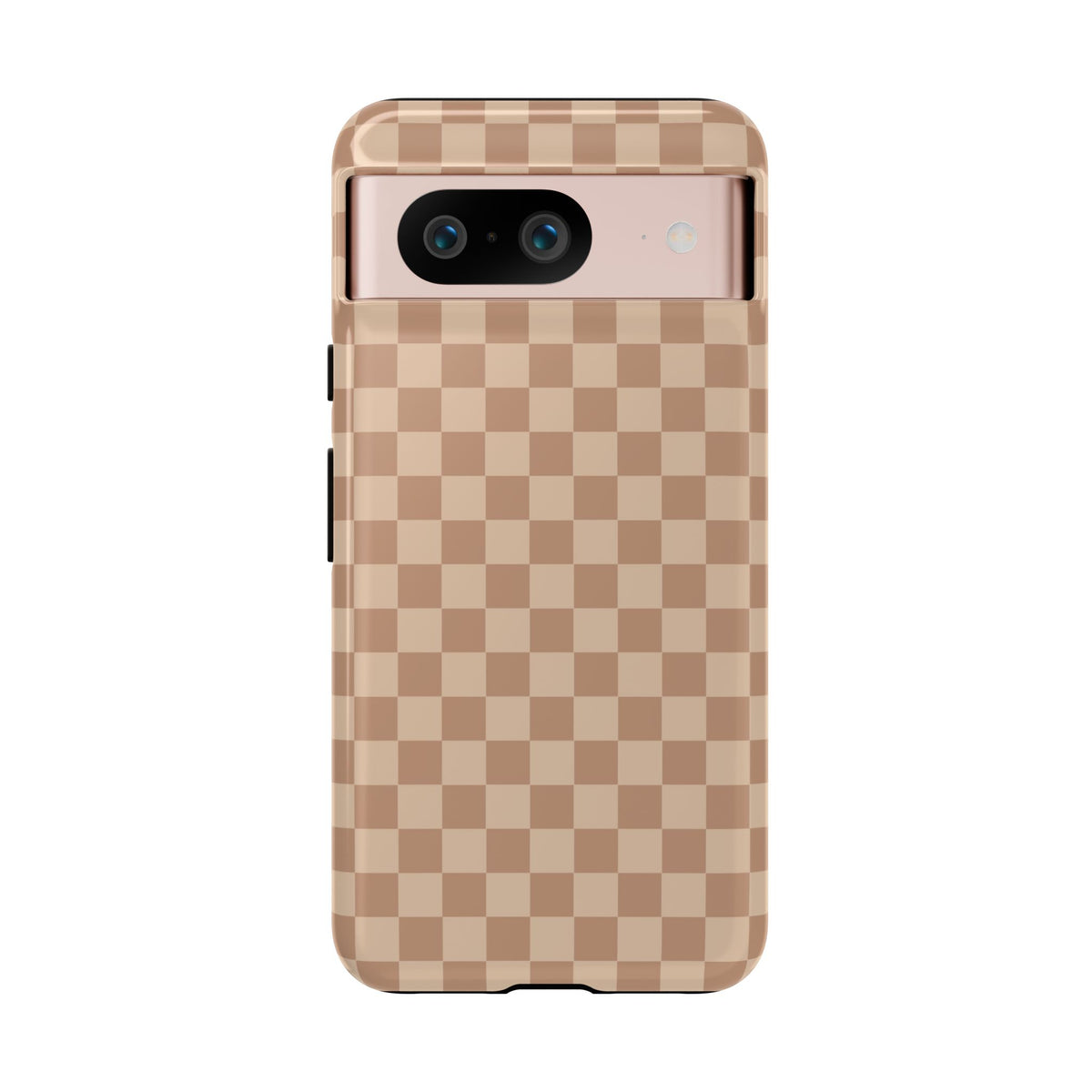 Bold Tan Small Checked Pattern Phone Case - Brown Phone Case - Google Pixel 8 / Glossy