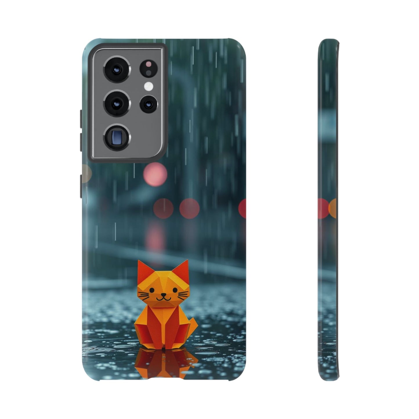 Samsung Galaxy S21 Ultra / Glossy Phone Case - Origami ’Soggy Cat’ Design Phone Case