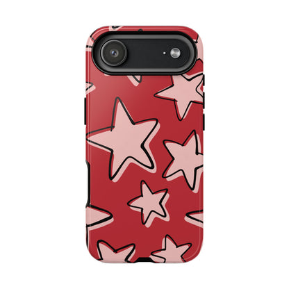 Cherry Red Doodle Star Phone Case
