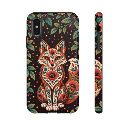 Vibrant Terracotta and Teal Calavera Fox Phone Case - Multicolor Phone Case - iPhone X / Glossy