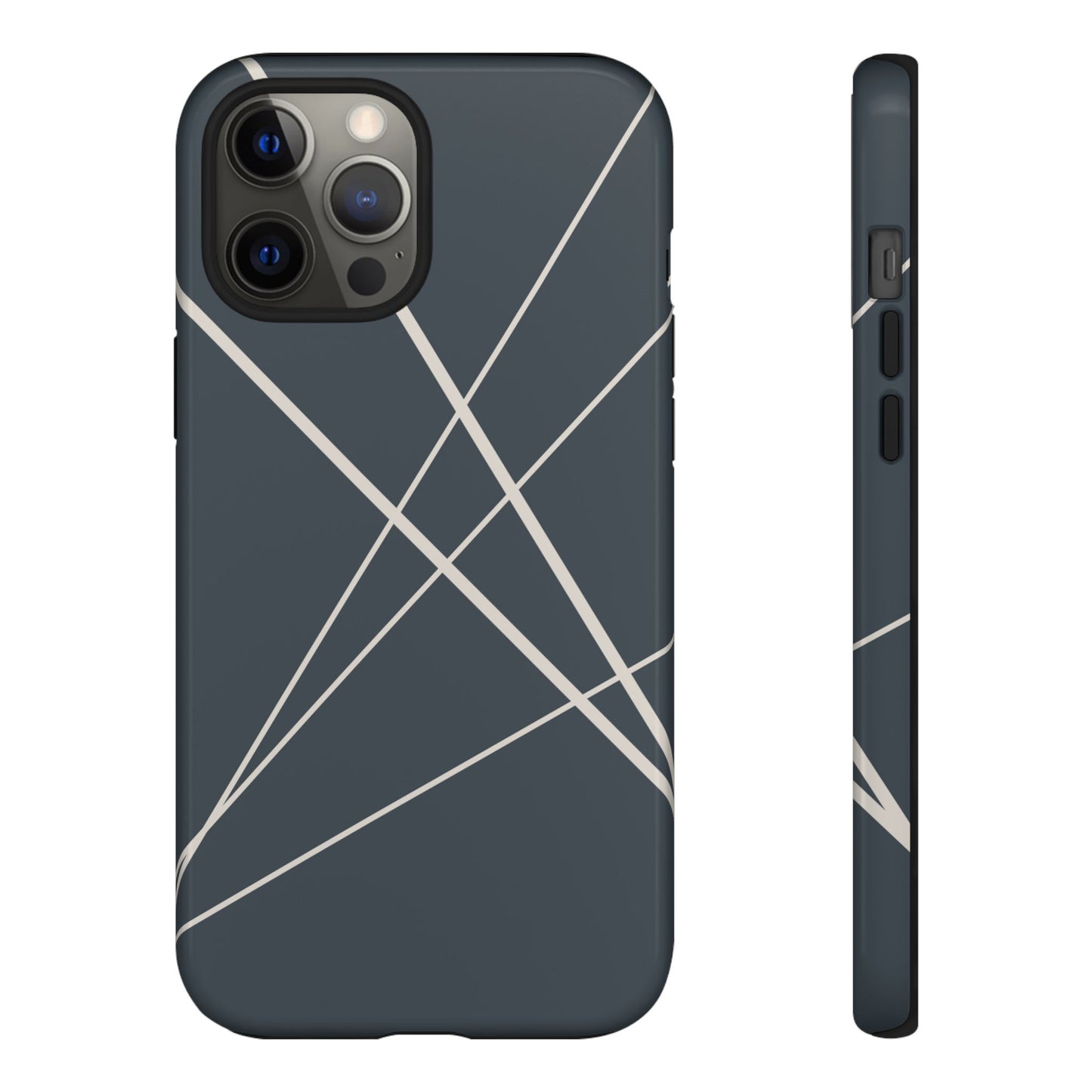 iPhone 12 Pro Max / Glossy Phone Case - Abstract Blue with Beige Lines Phone Case