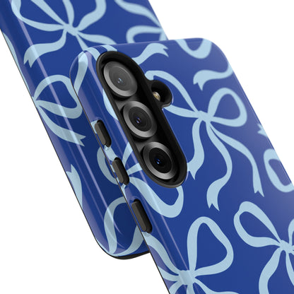 Bold Cobalt Blue and Powder Blue Bow Pattern Phone Case