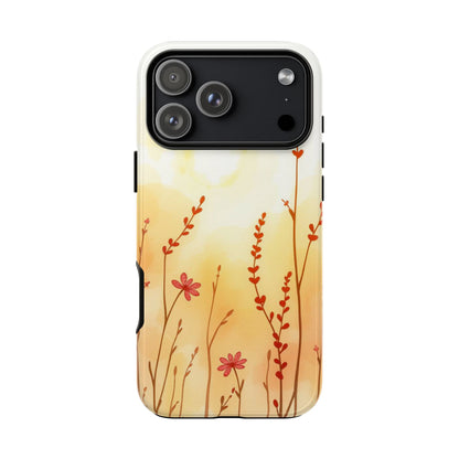 iPhone 17 Pro Max / Glossy Phone Case - Boho Chic Watercolour Wildflower Dusk Pattern Phone Case