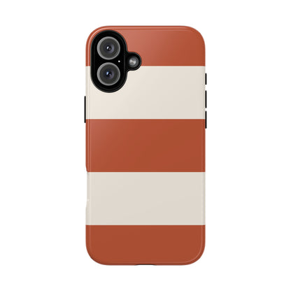 iPhone 16 Plus / Glossy Phone Case - Terracotta Horizontal Stripe Pattern Phone Case
