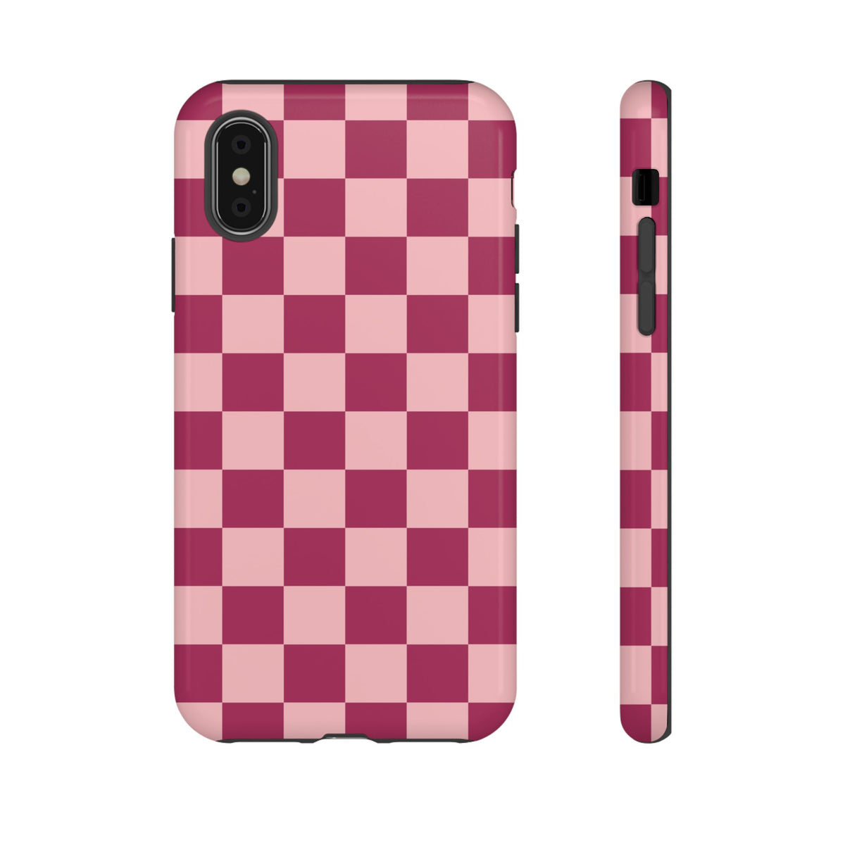 Pink Checked Pattern Phone Case - Pink Phone Case - iPhone XS / Glossy