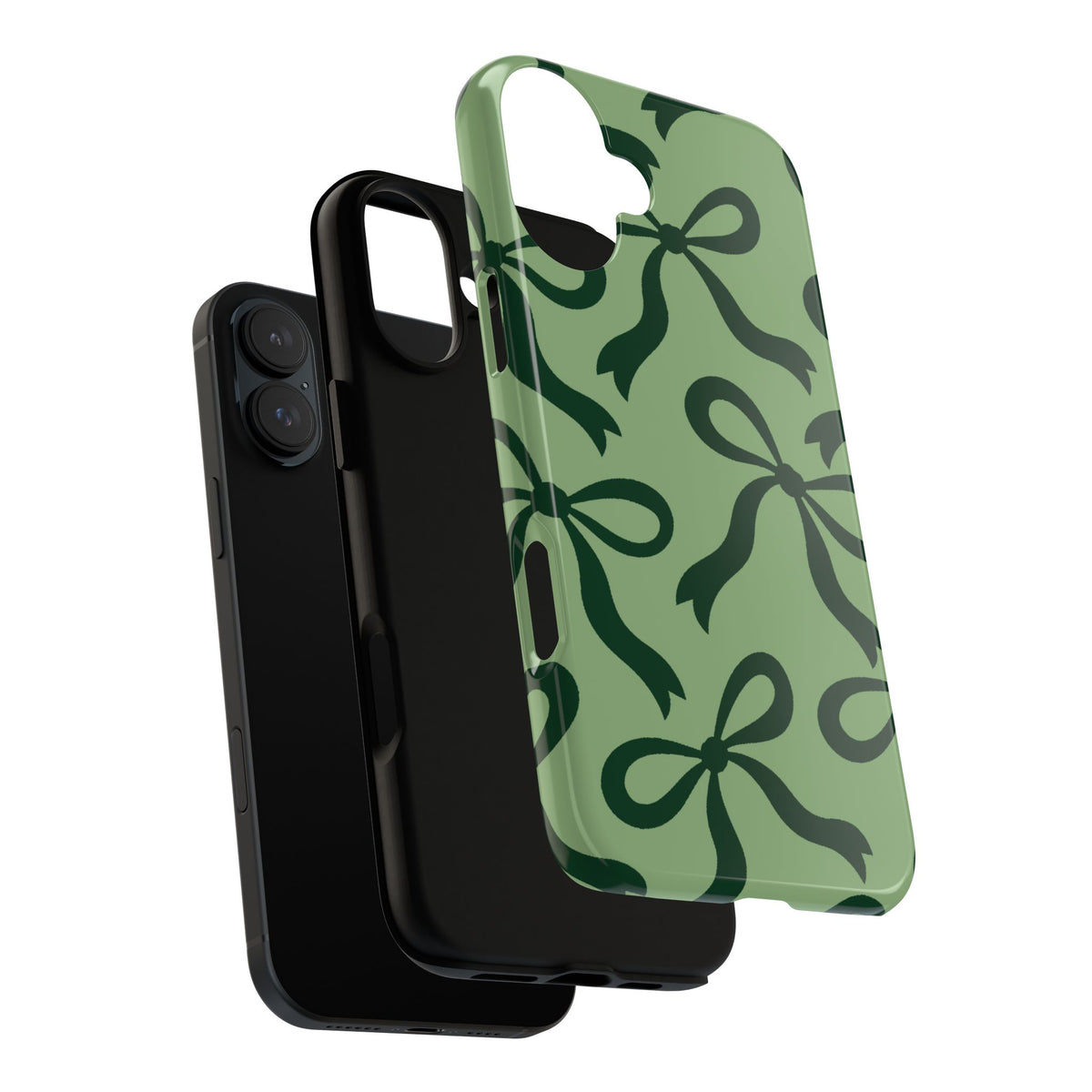 Bold Sage Green and Forest Green Bow Pattern Phone Case - Green Phone Case
