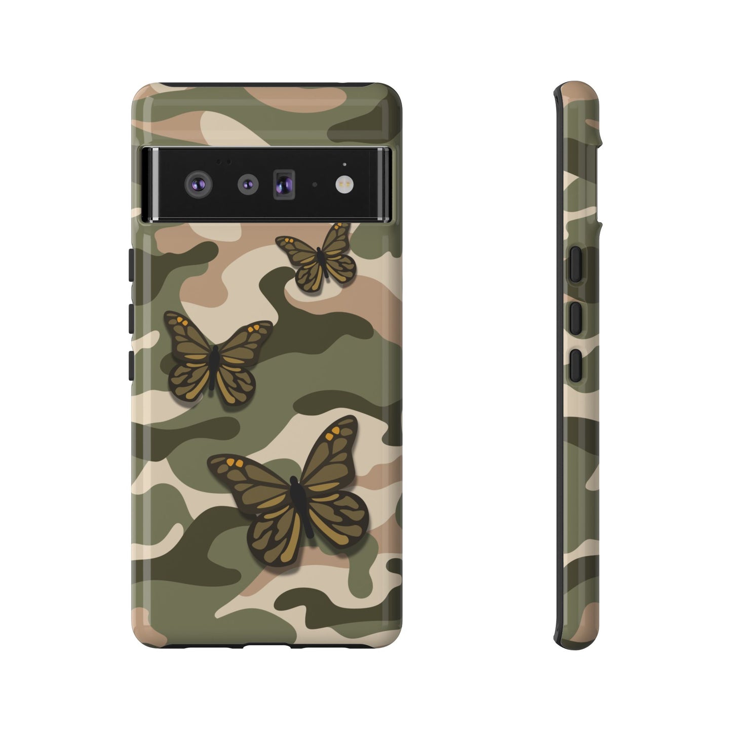 Google Pixel 6 Pro / Glossy Phone Case - Green Butterfly Camo Phone Case