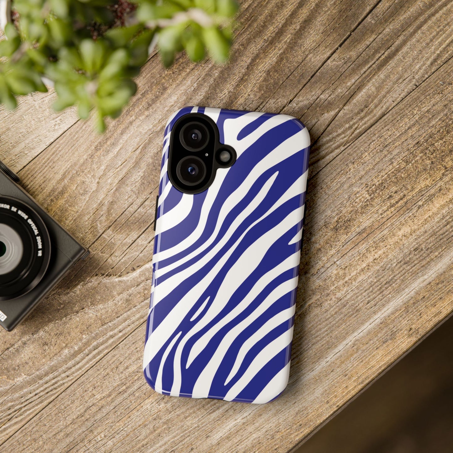 Modern Electric Blue Zebra Print Phone Case