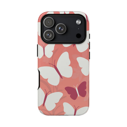 Minimalist Pink Butterfly Pattern Phone Case - Pink Phone Case - iPhone 17 Pro / Glossy