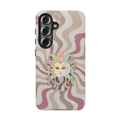 Sun & Moon Jester Mask – Pink Retro Wave Phone Case - Pink Phone Case - Samsung Galaxy S25 / Glossy