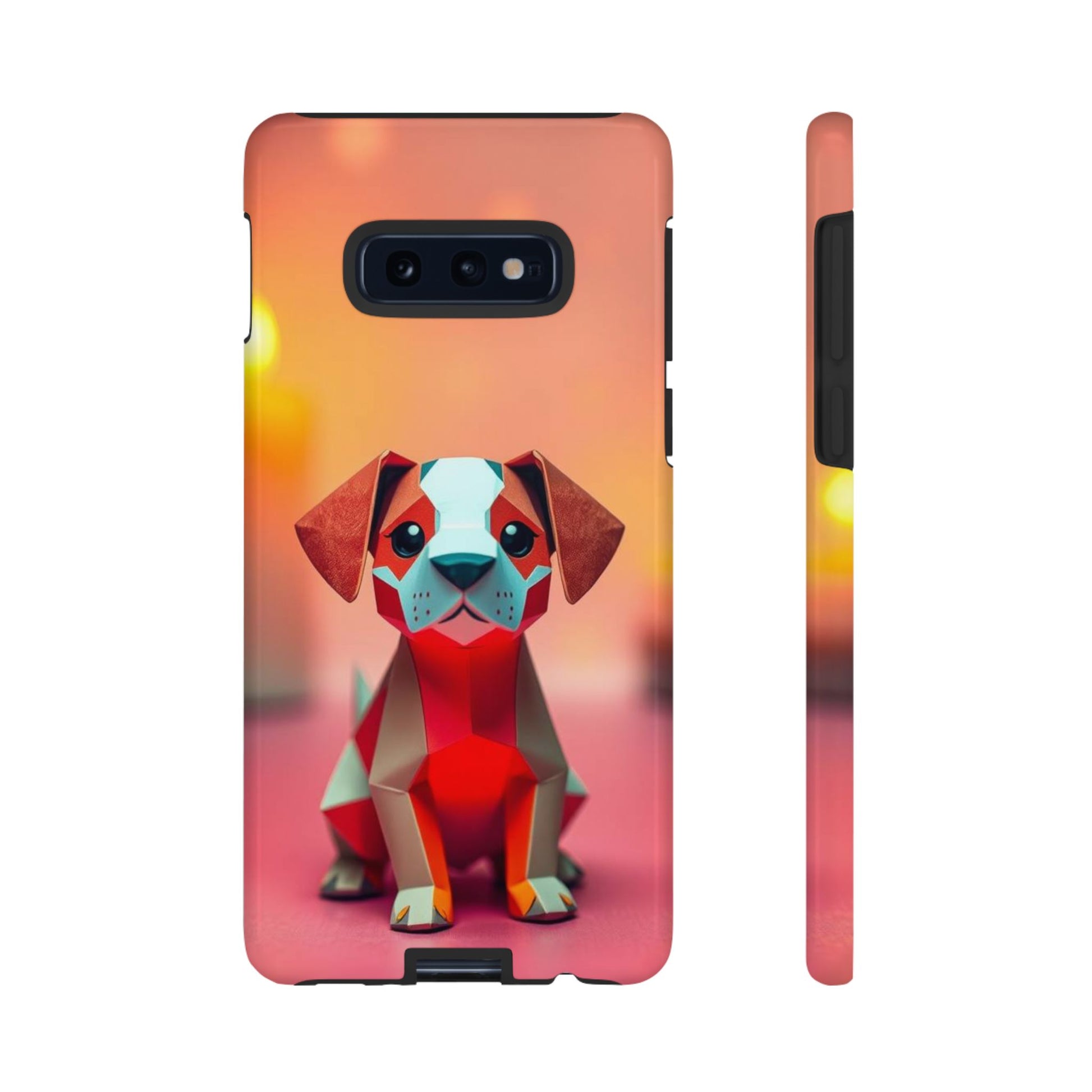 Quirky Origami Dog Design Phone Case - Red Phone Case - Samsung Galaxy S10E / Glossy