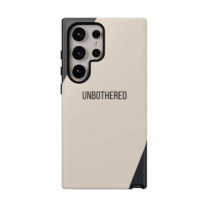 Samsung Galaxy S24 Ultra / Glossy Phone Case - Sassy Statement Case ’Unbothered’ in Beige & Charcoal