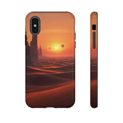 Twin Suns Desert World Sci-fi Phone Case - Orange Phone Case - iPhone X / Glossy