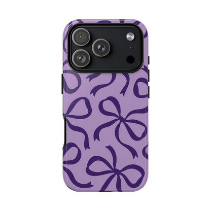 Bold Lilac and Deep Purple Bow Pattern Phone Case