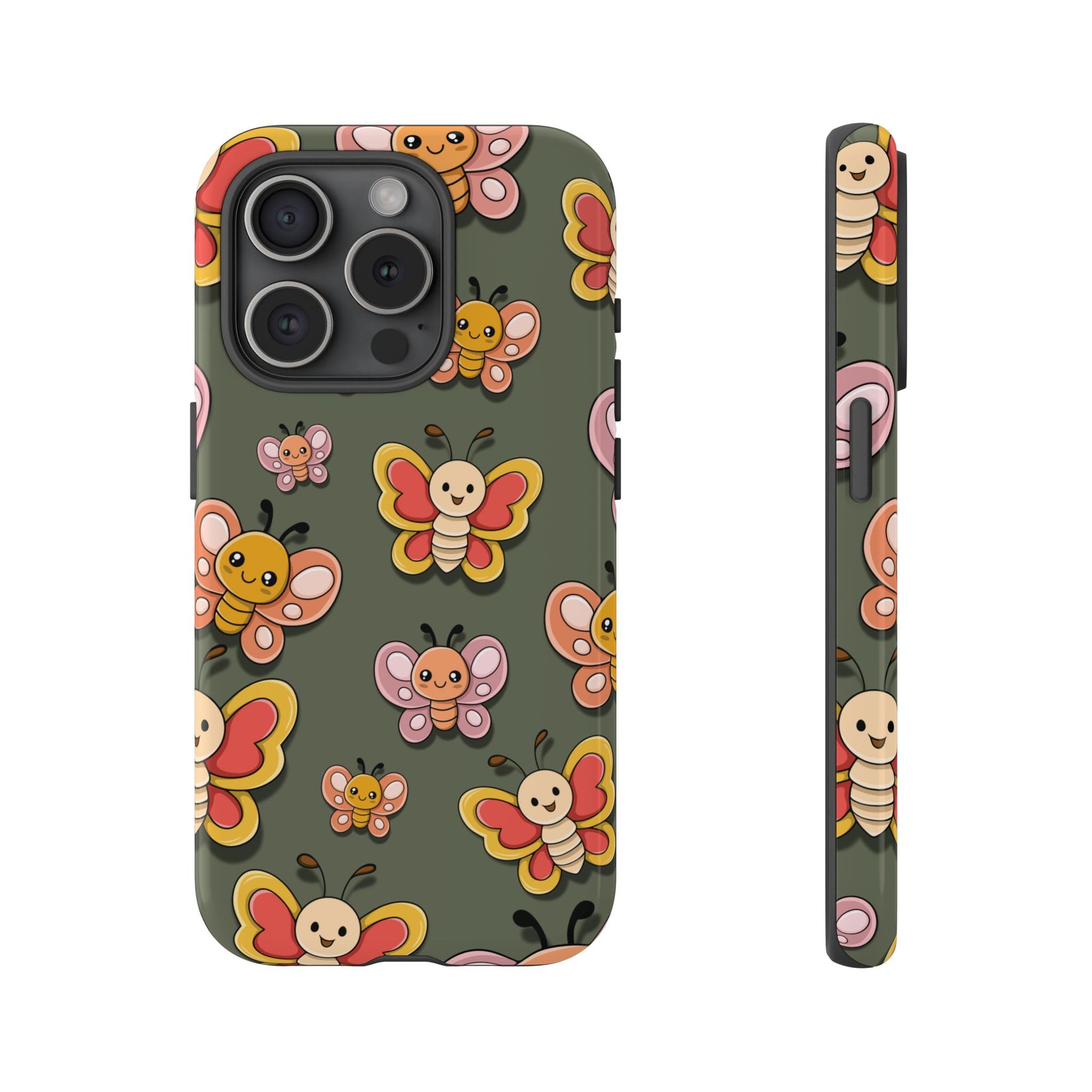 Green Butterfly Sticker Design Phone Case - Green Phone Case - iPhone 15 Pro / Glossy