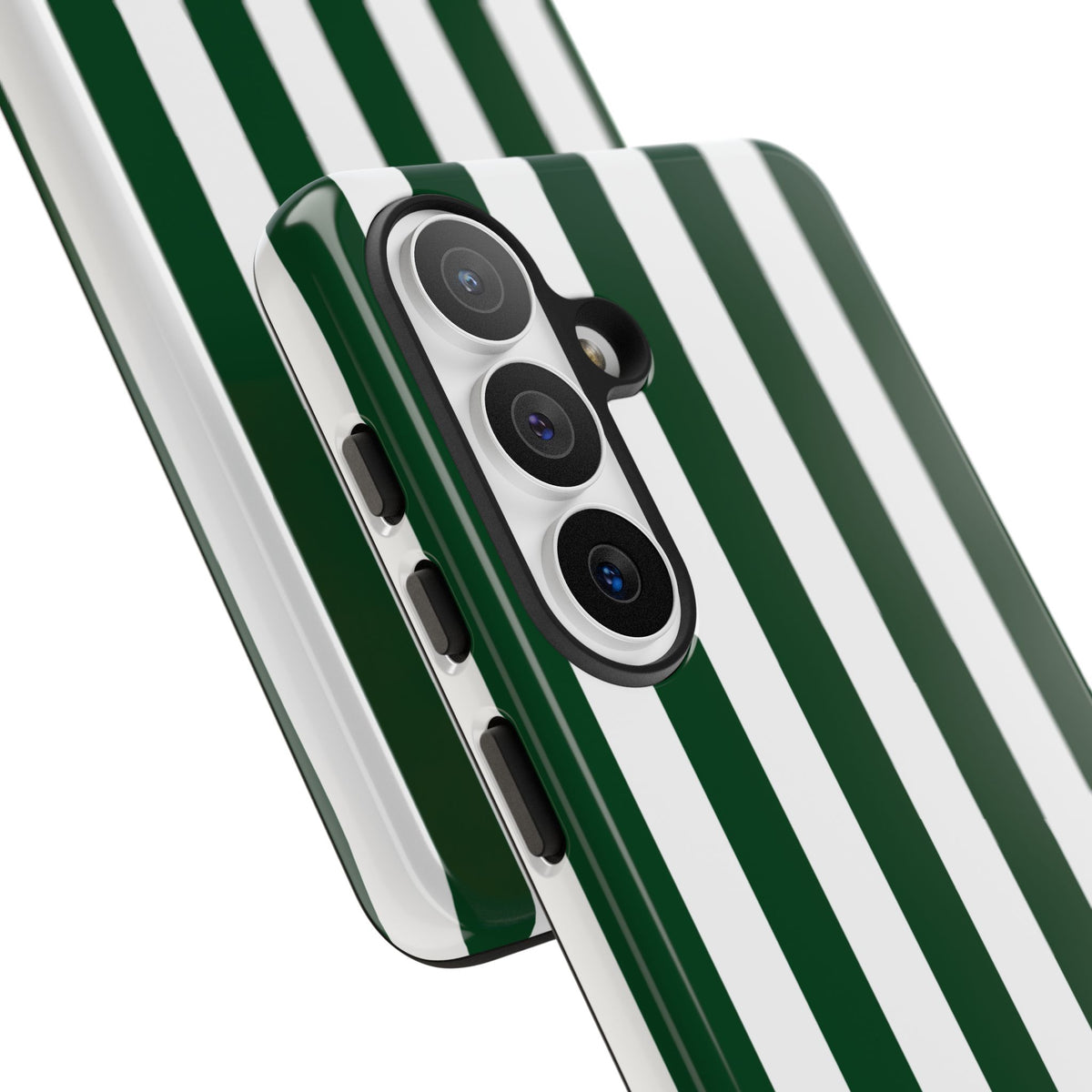 Simple Dark Green & White Stripe Pattern Phone Case - Green Phone Case