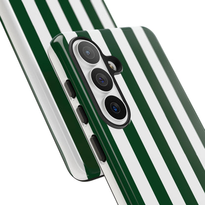 Simple Dark Green & White Stripe Pattern Phone Case - Green Phone Case