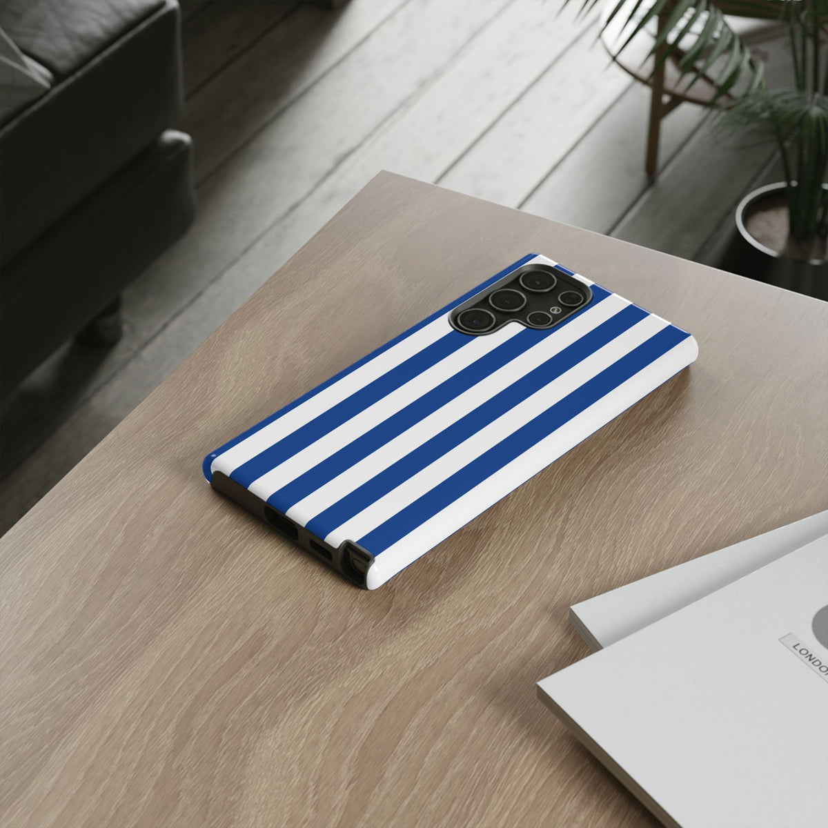 Simple Blue & White Stripe Pattern Phone Case - White Phone Case