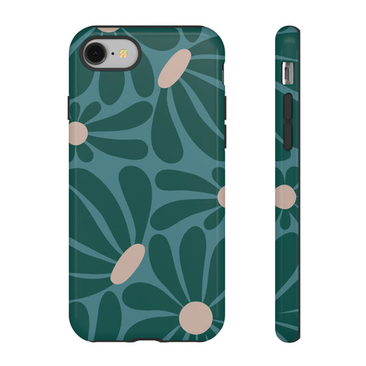 Retro Turquoise Daisy Pattern Phone Case - Green Phone Case - iPhone 8 / Glossy