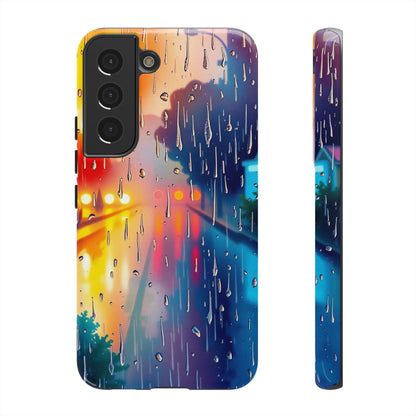 Samsung Galaxy S22 / Glossy Phone Case - Electric Rain Watercolour Design Phone Case