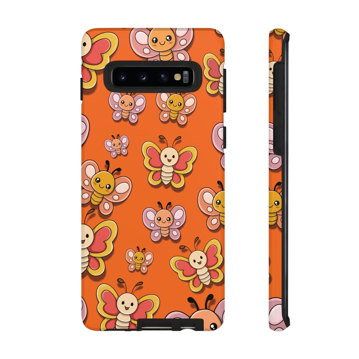Samsung Galaxy S10 / Glossy Phone Case - Orange Butterfly Sticker Design Phone Case