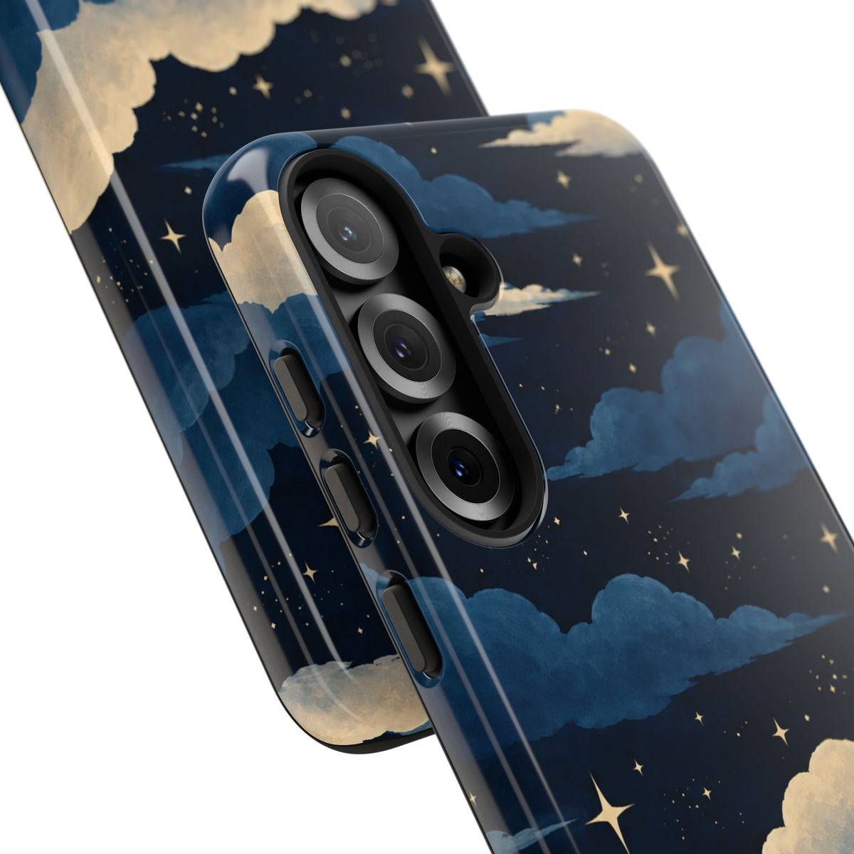 Illustrated Navy Blue Clouds & Stars Phone Case