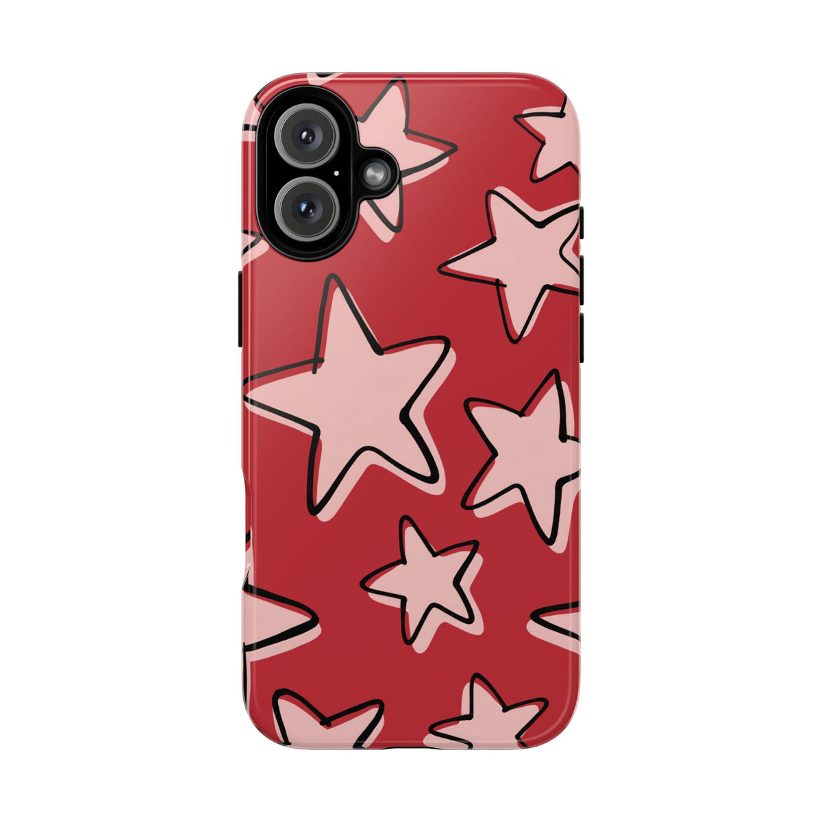 Cherry Red Doodle Star Phone Case
