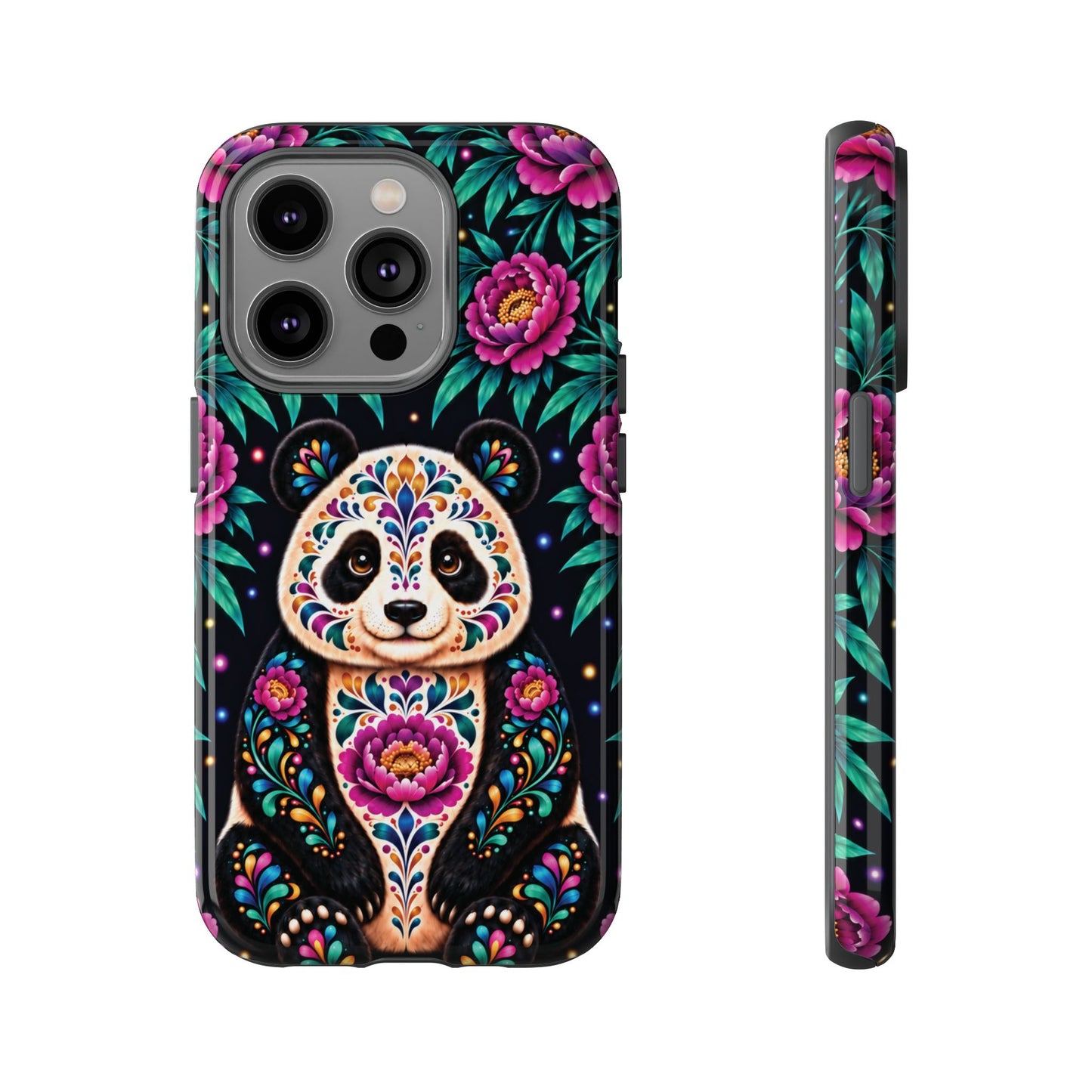Cute Purple and Teal Calavera Panda Phone Case - Multicolor Phone Case - iPhone 14 Pro / Glossy