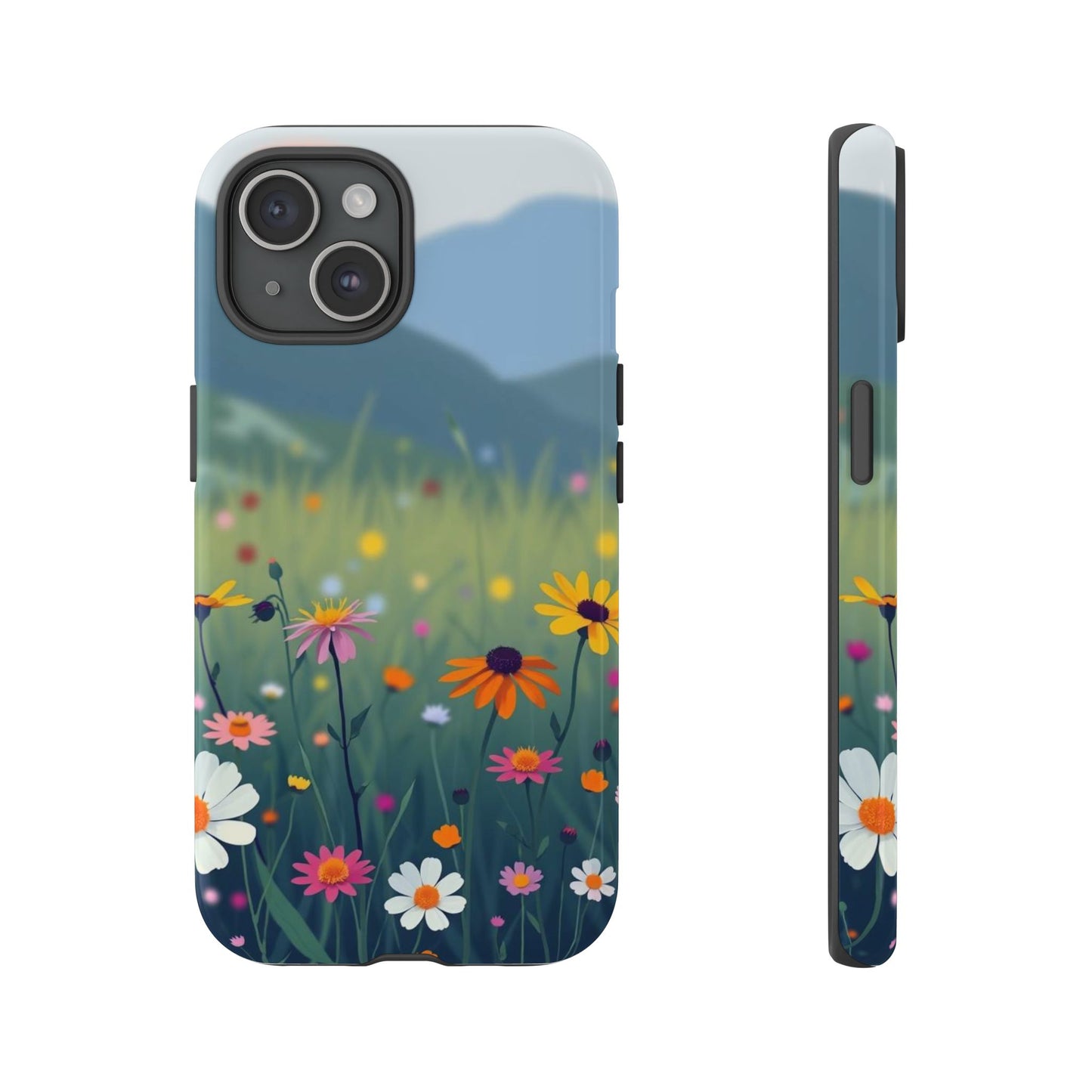 iPhone 15 / Glossy Phone Case - Vibrant Meadow Design Phone Case