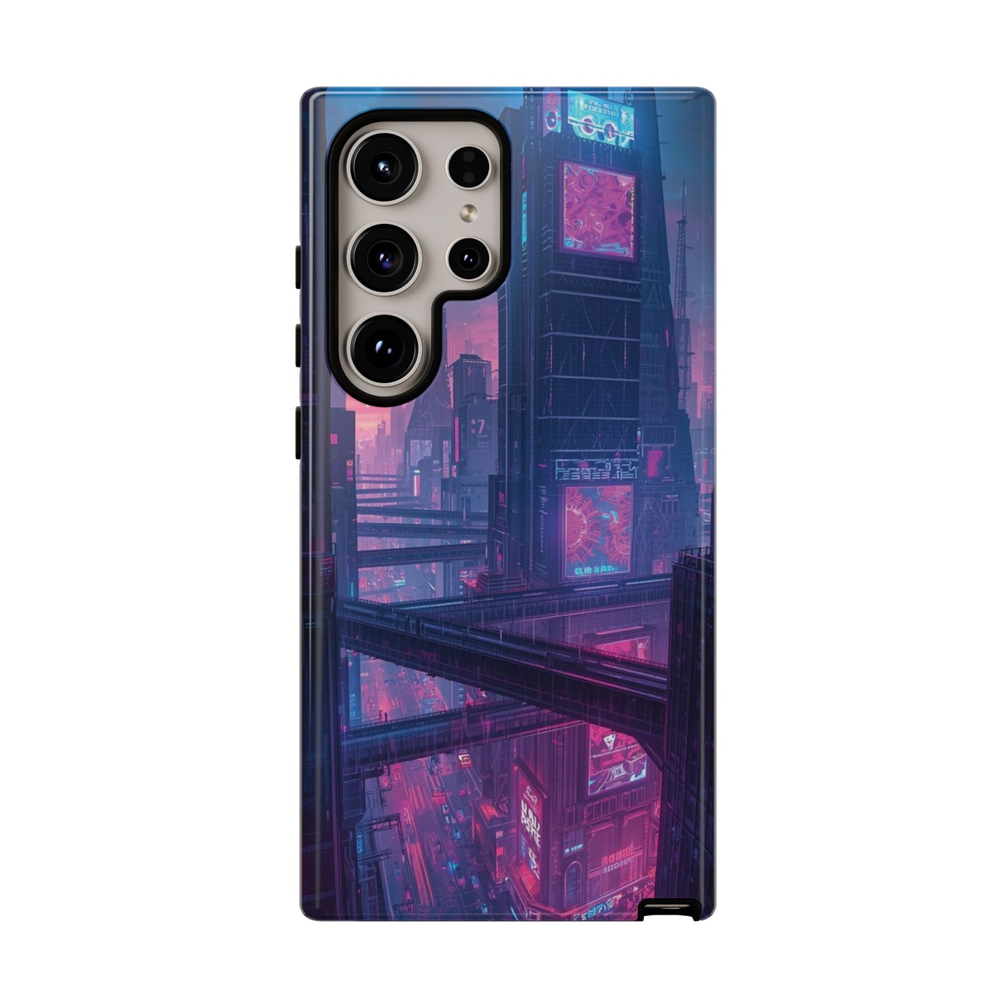 Neon Cyberpunk Megacity Sci-fi Phone Case - Blue Phone Case - Samsung Galaxy S24 Ultra / Glossy