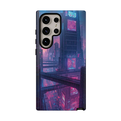 Neon Cyberpunk Megacity Sci-fi Phone Case - Blue Phone Case - Samsung Galaxy S24 Ultra / Glossy