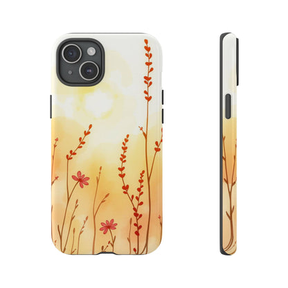iPhone 15 Plus / Glossy Phone Case - Boho Chic Watercolour Wildflower Dusk Pattern Phone Case