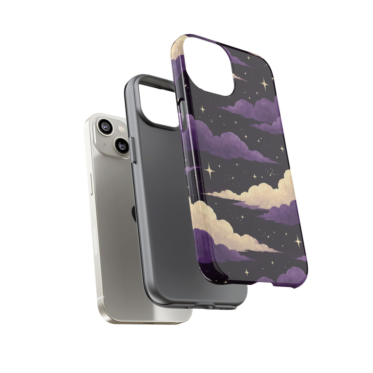 Illustrated Purple Clouds & Stars Phone Case