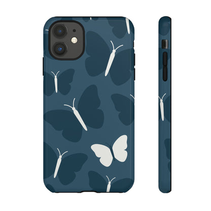 Minimalist Dark Blue Butterfly Pattern Phone Case - Blue Phone Case - iPhone 11 / Glossy
