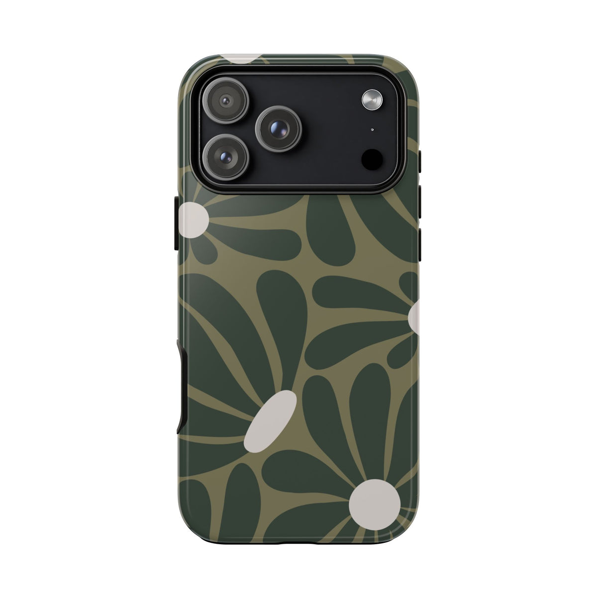 Retro Olive Green Daisy Pattern Phone Case - Green Phone Case - iPhone 18 Pro Max / Glossy