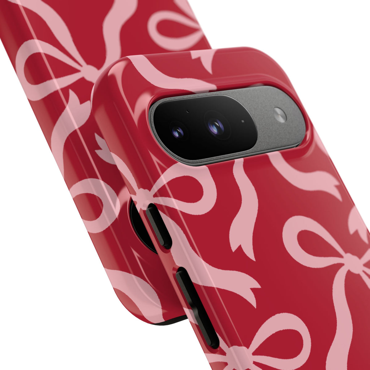 Bold Raspberry Red and Blush Pink Bow Pattern Phone Case - Red Phone Case