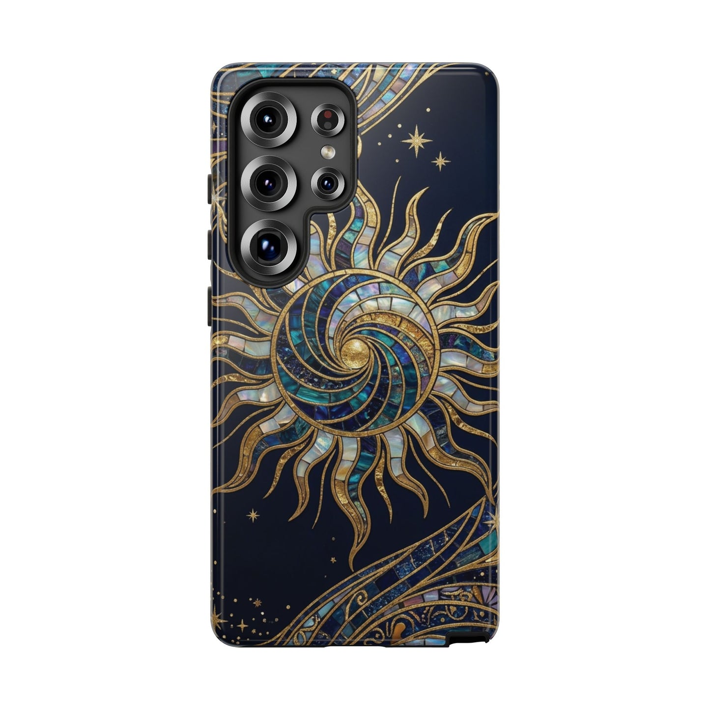 Elegant Navy & Gold Solar Spiral Phone Case