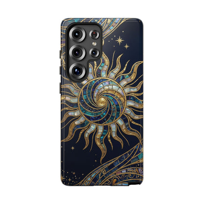 Elegant Navy & Gold Solar Spiral Phone Case