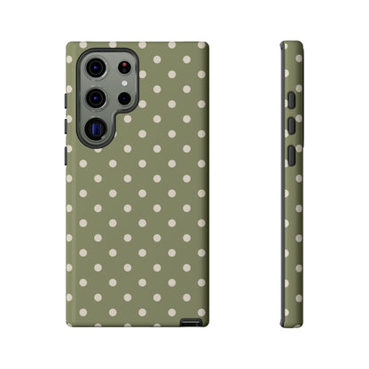Samsung Galaxy S23 Ultra / Glossy Phone Case - ’Green & White Dot Pattern’ Phone Case
