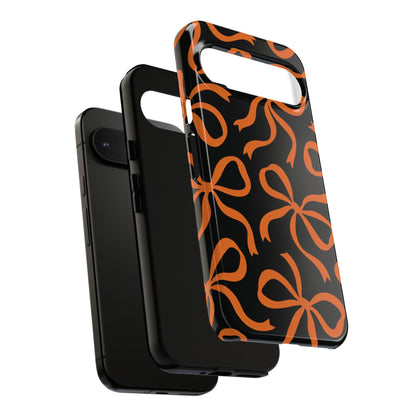 Bold Black and Burnt Orange Bow Pattern Phone Case