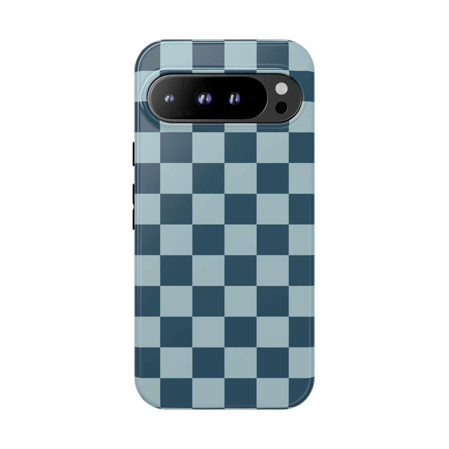 Google Pixel 9 Pro XL / Glossy Phone Case - ’Blue Checkered Pattern’ Phone Case