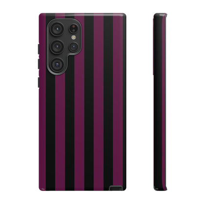 Trendy Plum & Black Stripe Pattern Phone Case - Purple Phone Case - Samsung Galaxy S22 Ultra / Glossy