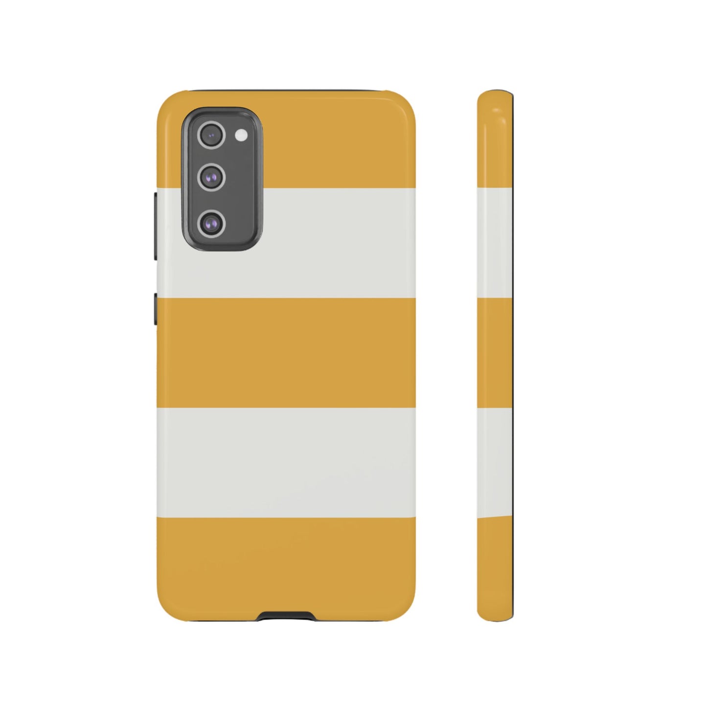 Samsung Galaxy S20 FE / Glossy Phone Case - Yellow & White Horizontal Stripe Pattern Phone Case