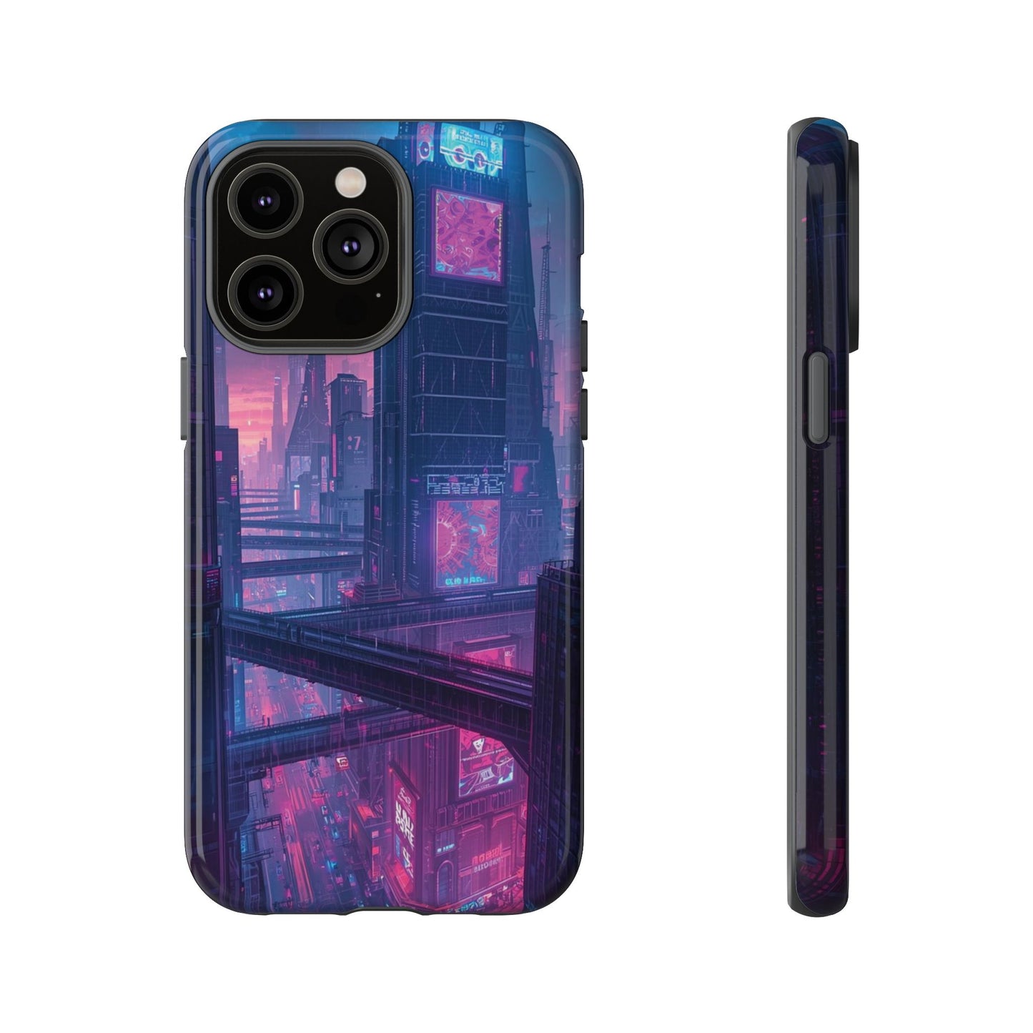 Neon Cyberpunk Megacity Sci-fi Phone Case - Blue Phone Case - iPhone 14 Pro Max / Glossy