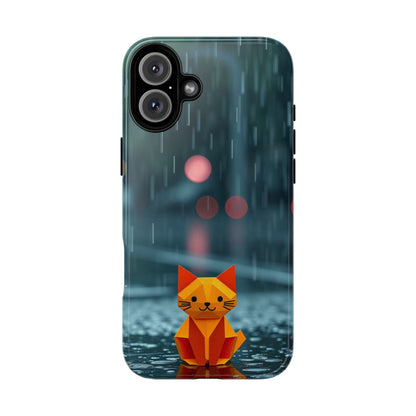 iPhone 16 Plus / Glossy Phone Case - Origami ’Soggy Cat’ Design Phone Case