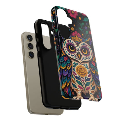 Vibrant Purple and Teal Calavera Owl Phone Case - Multicolor Phone Case