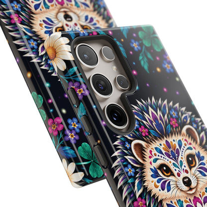 Vibrant Purple and Teal Calavera Hedgehog Phone Case - Multicolor Phone Case